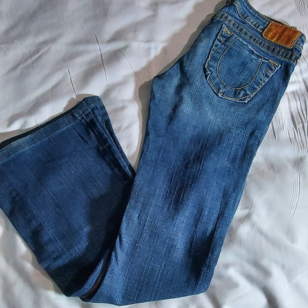 True Religion *Women's Size 27*  Jeans  Boot But- "World Tour" EUC vintage